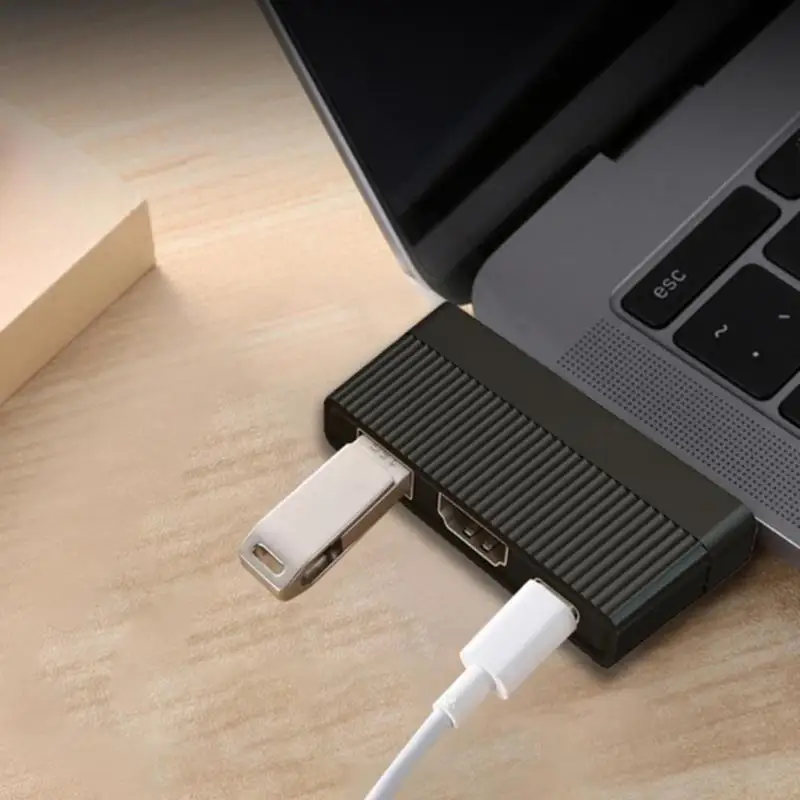 3-в-1 сплиттер док-станция для Портативный Тип usb-C преобразователь концентратор USB3.0 видео в формате 4K HDMI C PD адаптер быстрой зарядки