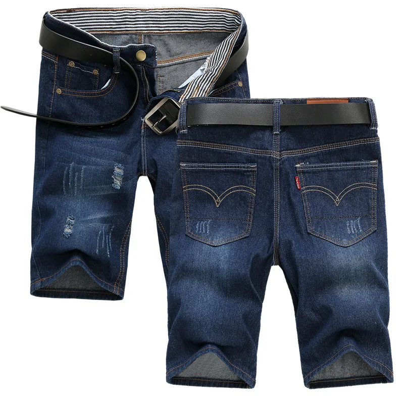 

New Style Summer Thin Section Denim Shorts Male Fifth Pants Korean-style with Holes Slim Fit Versatile Jeans Shorts Fashion