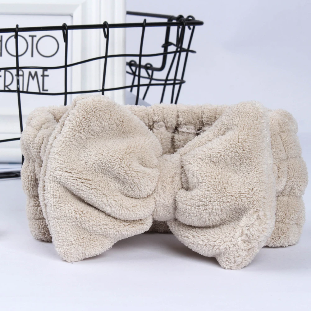 Женский бантик для душа, впитывающий пот, коралловый флис, для мытья лица, аксессуары для девочек, эластичная портативная повязка на голову, широкая боковая Мода