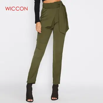

High Waist Drawstring pants women Sweet Bow Drawstring Pencil Pants Black Kahki Army Green Pockets High Street Women Trousers