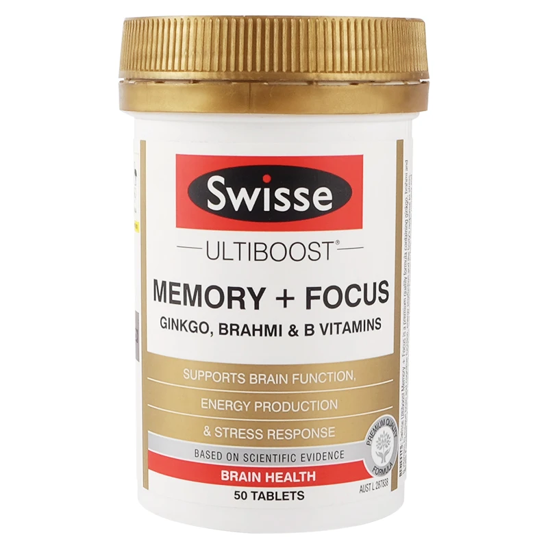 

Free shipping Memory +Focus Ginkgo,Brahmi & B Vitamins 50 capsules Supports Brain Function ,Energy Production & Stress response