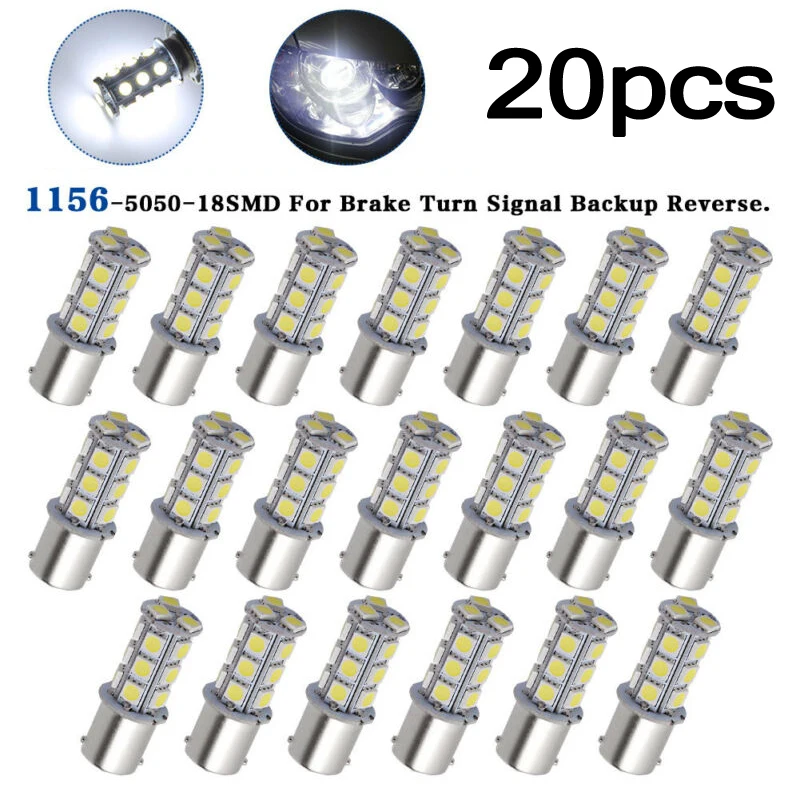 20 X Холодный Белый 1156 18SMD RV Кемпер трейлер СВЕТОДИОДНЫЙ Светильник лампы Супер яркий 7000K