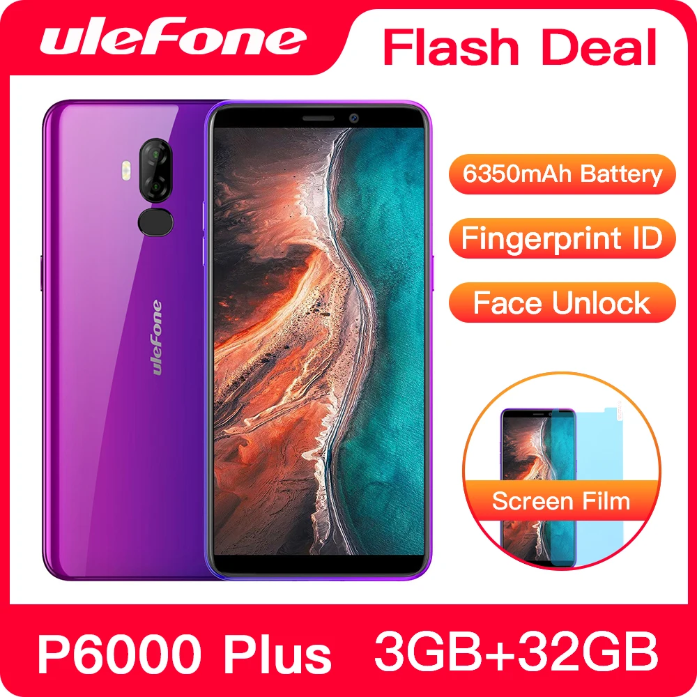  Ulefone P6000 Plus 6350mAh Smartphone Android 9.0 6inch HD+ Dual Camera Ouad Core 3GB 32GB Cell Pho - 33032032575