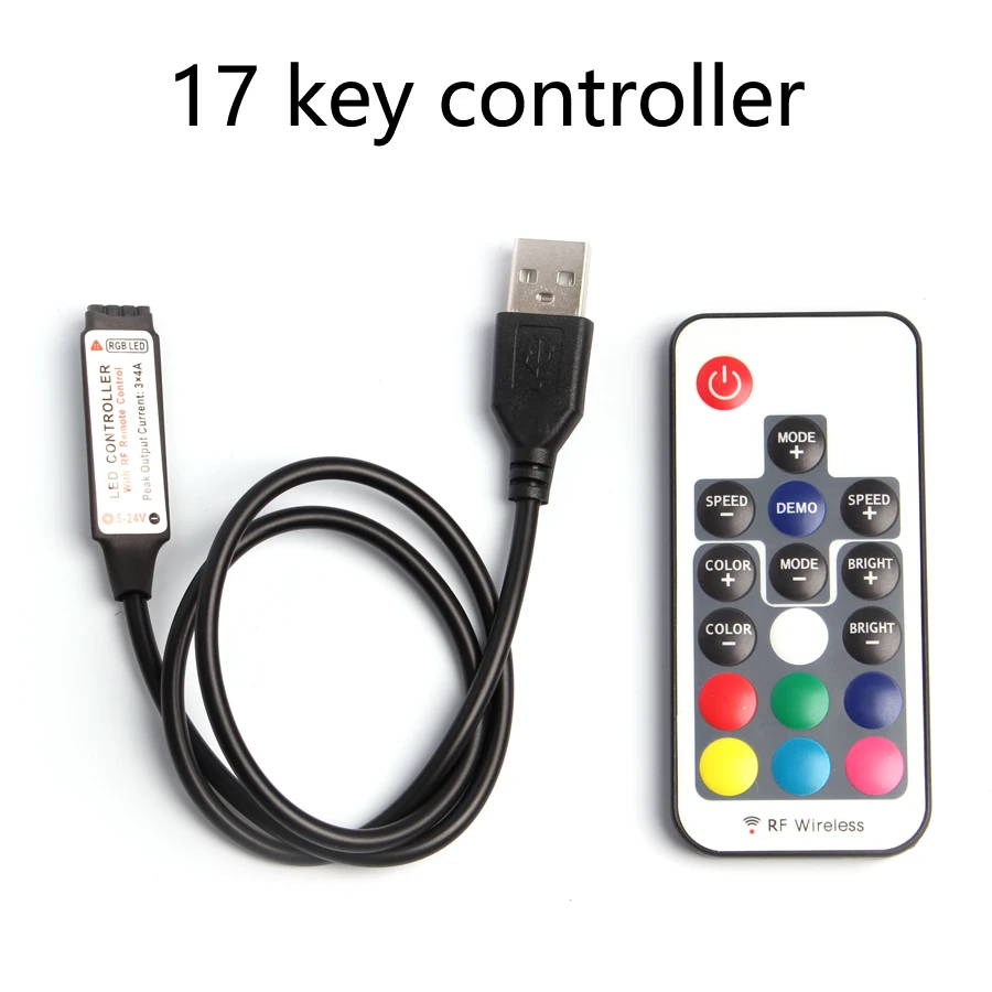 5 в 12 В 24 USB Светодиодная лента светильник s RGB RF пульт дистанционного управления