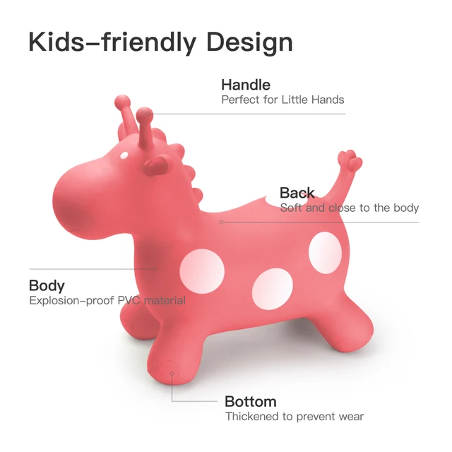 Robotime Bouncy Giraffe Hopper Inflatable Rubber Ride On Toys for Kids Toddlers, Boys & Girls - with Hand Pump 4