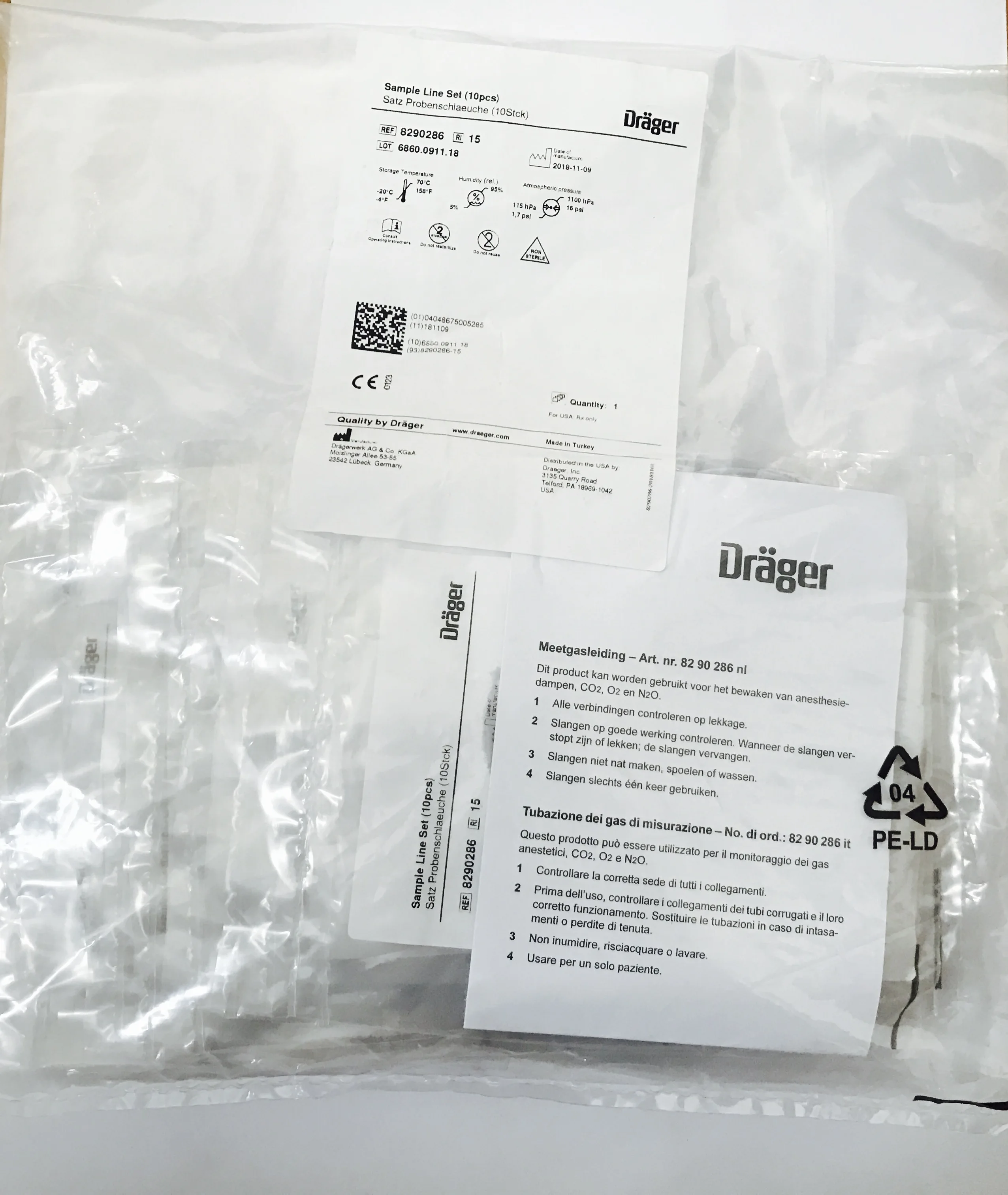 

PN:8290286 drager etco2 sample line pack of 10pcs new,original