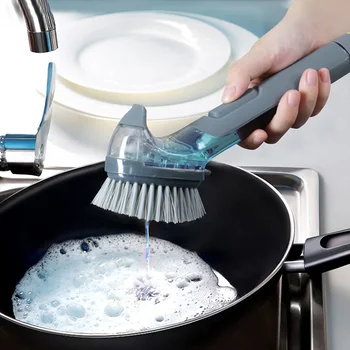 

Dish Brush with Soap Dispenser Pot Scrubber Sink Pan Brush Kitchen Tools Kit TUE88