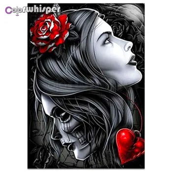 

Diamond Painting Full 5D Square/Round Girl Vampire Skull Women Roses 5D Daimond Cross Stitch Mosaic Rhinestone Embroidery D228