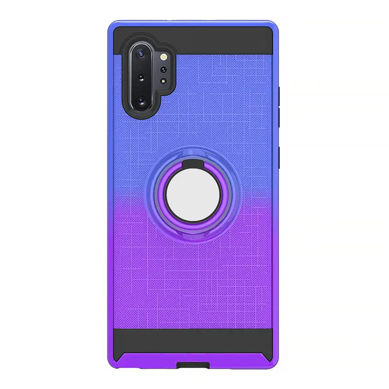 50 шт./лот, градиентные цвета, TPU+ PC, 2 в 1, чехол для телефона, для samsung Galaxy S9, S10, S10e, Note 9, 10 Plus, 5G, с вращающимся кольцом 360