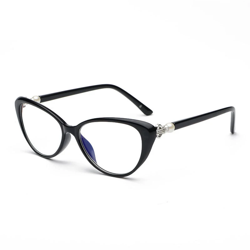 Elbru Ultralight Anti-blue Light Cat Eye Reading Glasses Women Comfort Full Frame Magnifying Presbyopia Eyewear+1.0to4.0 - Цвет оправы: Черный
