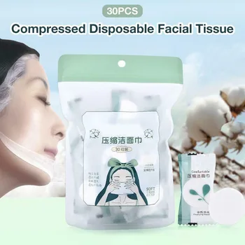 

30pcs Disposable Compressed Face Tissue Travel Cotton Cleansing Cleaning Towel Face Care Wipe Accessories