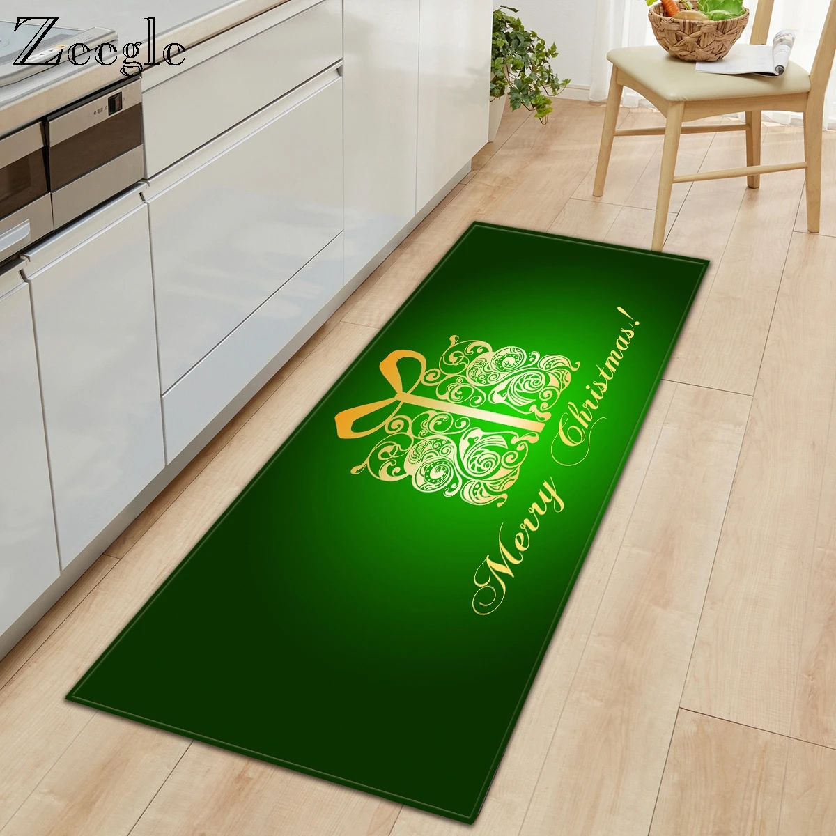 Zeegle Christmas Carpet Rectangle Kitchen Mat Table Mat Carpet Living Room Floor Rug Kids Play Carpet Absorption Bedside Rug