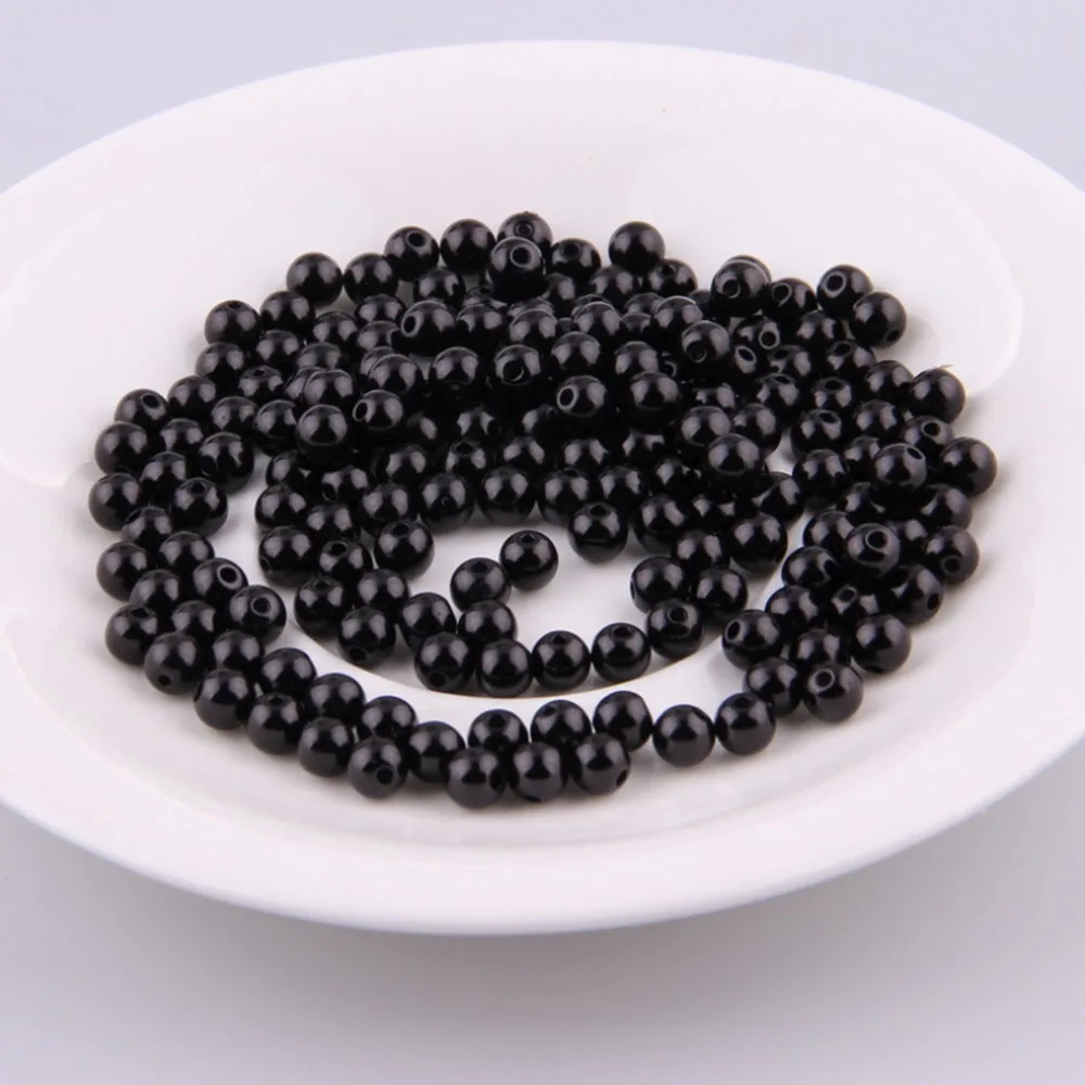 black 1 сумка-3/4/5/6/8/10/12 мм отверстие 5 цветов DIY Имитация Бисер для одежды Перл ABS Свободные Круглые бусины для рукоделия для Модные украшения для изготовления - Цвет: black