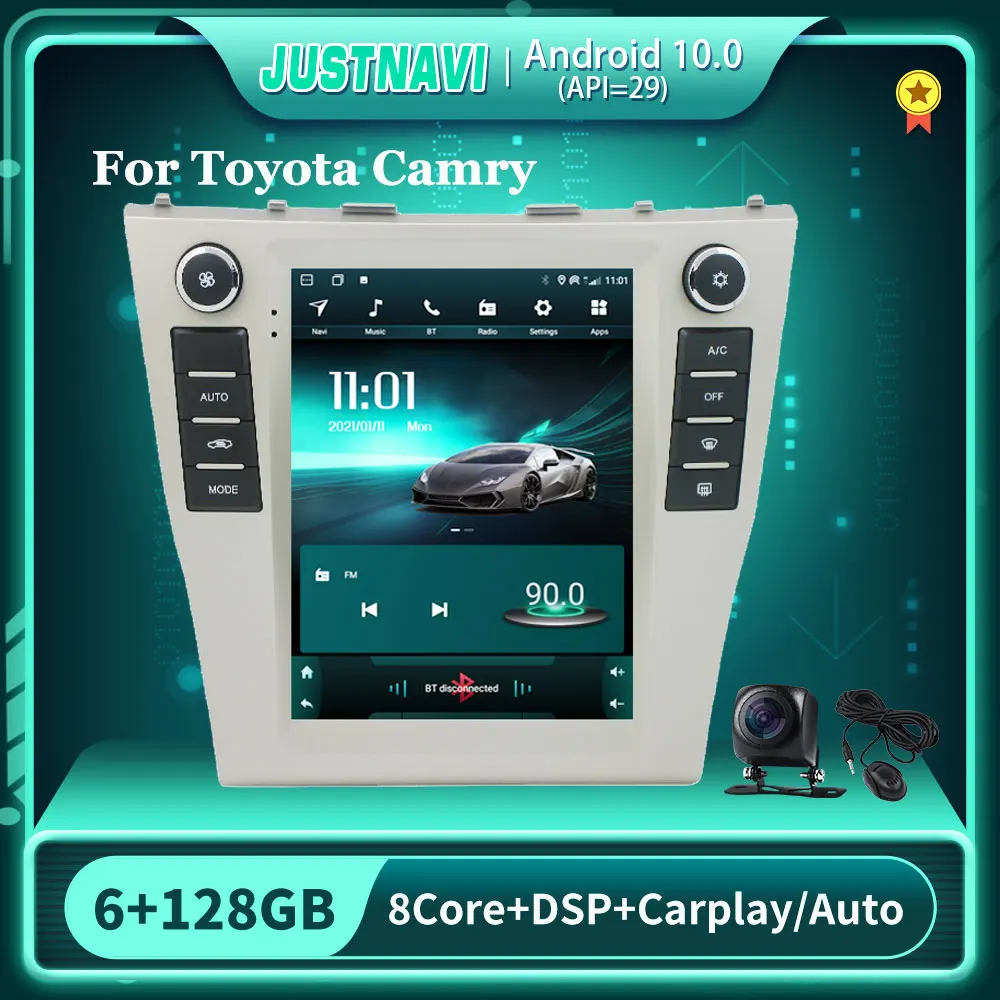 Автомагнитола для Toyota Camry 2008-2012 Tesla Style Android 10 0 Carplay Auto Stereo GPS Navi 4G Мультимедийный