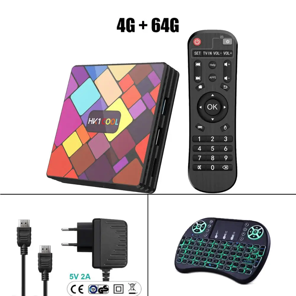 4G 64G with Airmouse HK1 классный Android 9,0 ТВ приставка RK3318 2,4G/5G двойной Wifi смарт-медиаплеер 4 Гб ram 128 Гб 64 ГБ 32 ГБ 4K HD телеприставка PK HK1 MAX - Цвет: 4G 64G with Airmouse