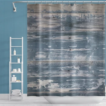 

Creative Wooden Pattern Shower Curtains Vintage Wood Board Waterproof Mildew Proof Thickened Bath Curtains for Bathroom