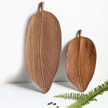 

Black Walnut Plate Leaf Pattern Snack Plate Creative Log Saucer Tea Tray Wood Quality Tableware Irregular Shape Storage Trays