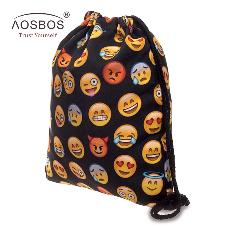Aosbos с принтами из мультфильмов, Drawstring рюкзак спортивная сумка для отдыха на природе прочный обучение Фитнес мешок на завязках сумка для обуви