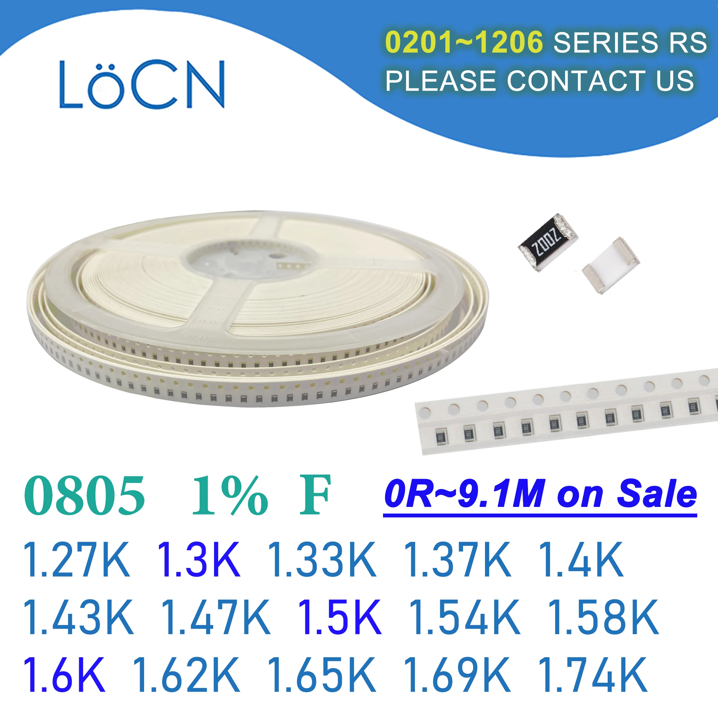 

0805 1% 5000PCS SMD Resistor F 1.27K 1.3K 1.33K 1.37K 1.4K 1.43K 1.47K 1.5K 1.54K 1.58K 1.6K 1.62K 1.65K 1.69K 1.74K 2012 OHM