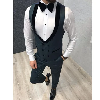 

Slim Fit Custom Made Double Breasted Black Lapel Wedding Vests Men's Waistcoat Groom Vests Mens Vest for Party