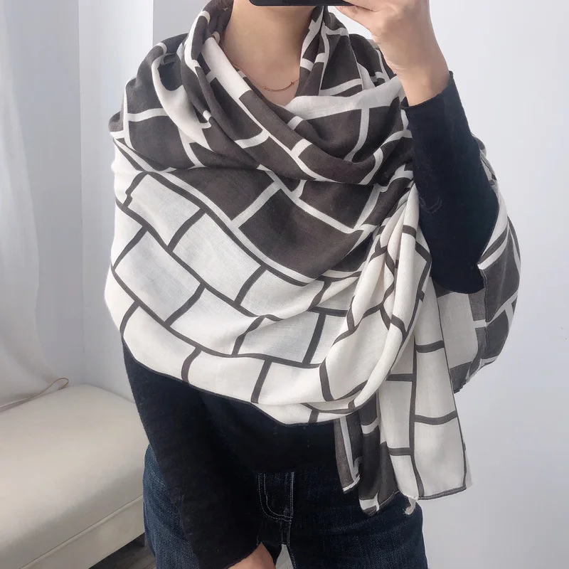 New-2020-Winter-Scarf-Plaid-Foulard-Women-Cotton-Scarves-Neck-Warm-Hijabs-Pashmina-Lady-Shawls-And (2)