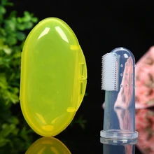 Детская зубная щетка для пальцев с коробкой, детский массажный мягкий силиконовый резиновый набор для чистки зубов, массажер, Новинка