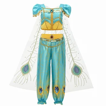 

Fancy Princess Aladdin Cosplay Clothes Elsa Anna Dress Kids Baby Girls Costumes Jasmine Clothing for Christmas Performance