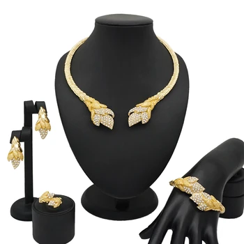

free shipping african jewelry sets high quality Flowers rhinestone wedding party jewelry set earrings for women necklace ring