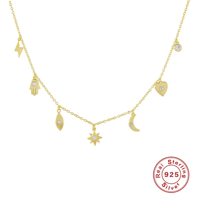 BOAKO Necklace 925 Sterling Silver Jewelry For Women 2020 Sequins Cadena Plata Fashion Jewelry Choker Crystal Gold/Silver #8.5 38