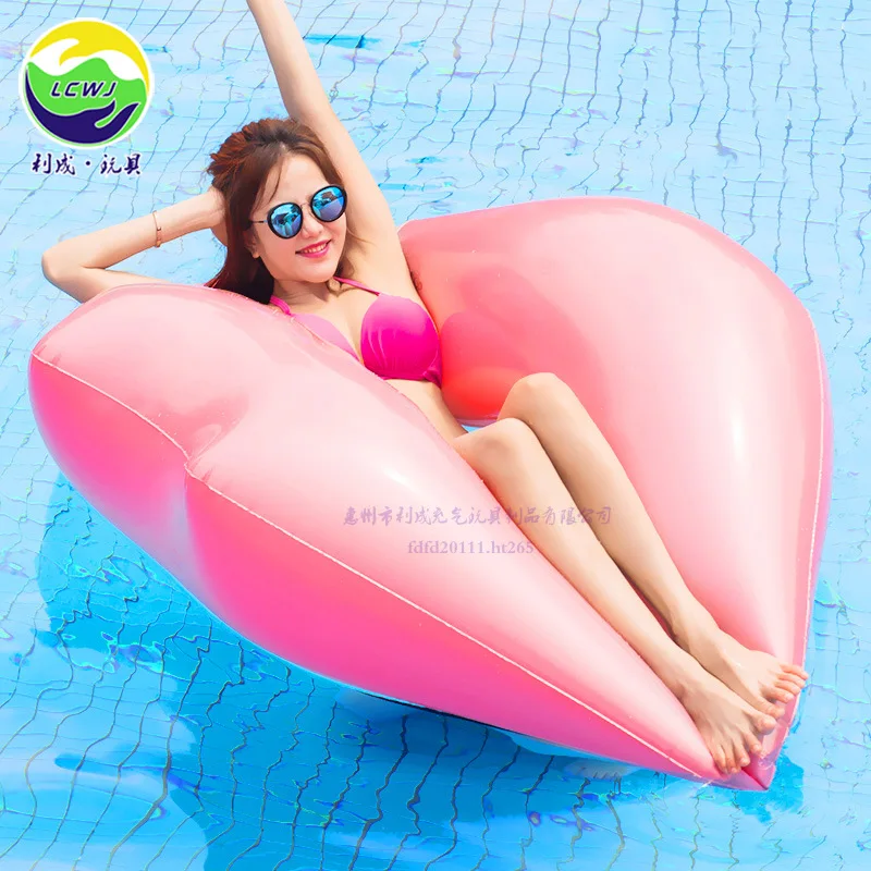 

2018 New Style Hot Sales Inflatable Water Lips Floating Row Lip Red Floating Bed Rose Gold Champagne Pink Lips Swimming Tube