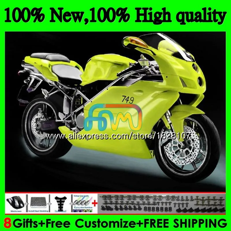 OEM тело для поездок на мотоцикле DUCATI 749R 999R желтый зеленый 749S 999 S 749 999 05 06 Кузов 79BS. 32 749-999 CC 749 999 S R 2005 2006 комплект обтекателей