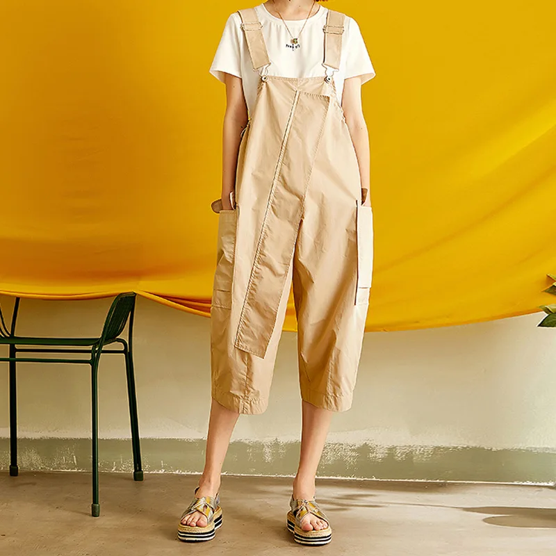 

By Age Casual Straight-Cut Working Bib Top Pants 2019 Summer New Style Loose-Fit Slimming Onesie Women's