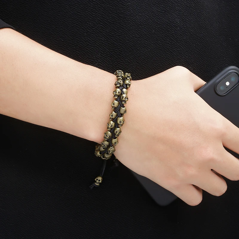 MINCN SkMINCN панк 22 5 см loPulsera calavera hombre длинный браслет мужской хип-хоп/Рок 2018 Мужской g |