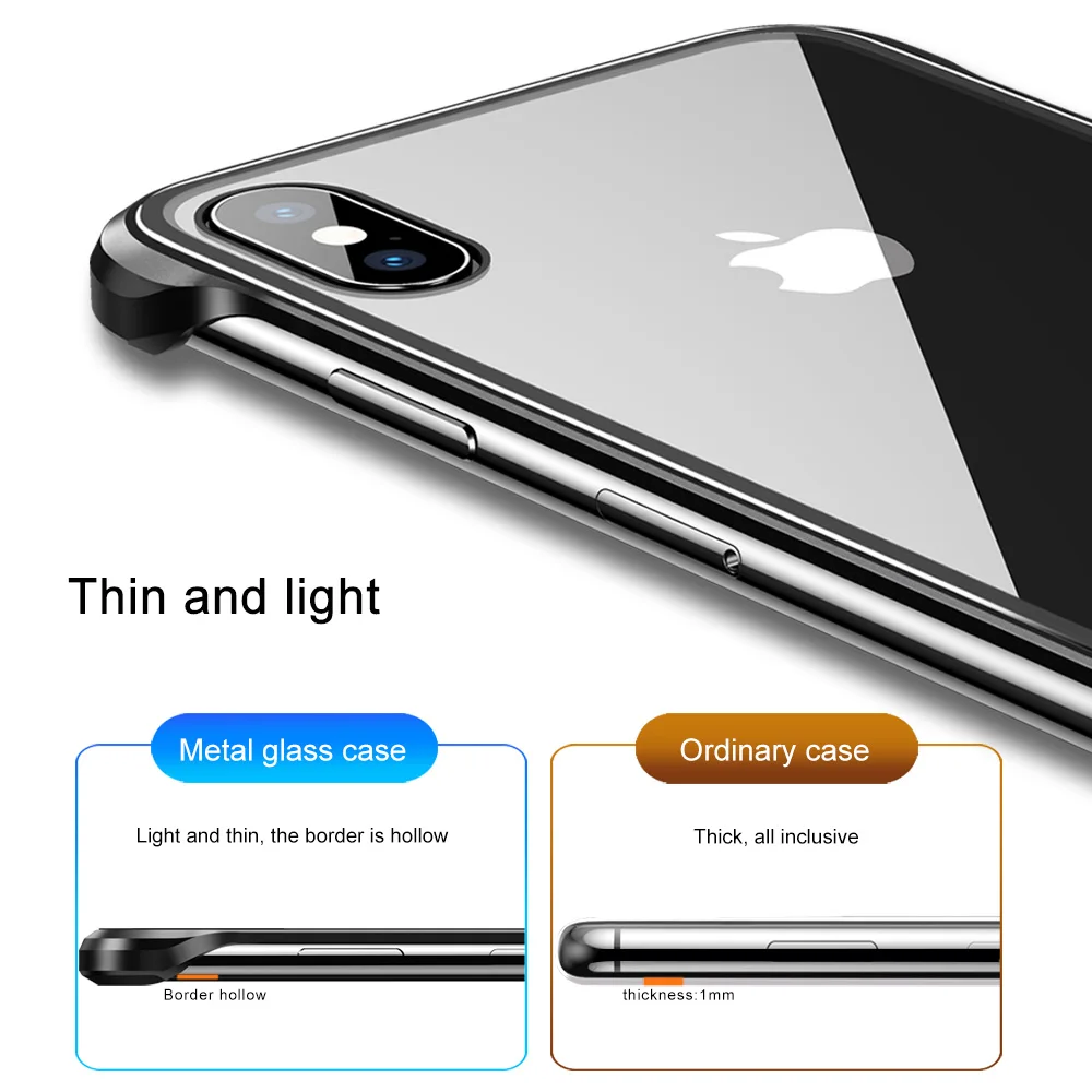 Защитный металлический чехол из закаленного стекла для телефона iPhone XS Max для iPhone X XS прозрачная Противоударная задняя крышка