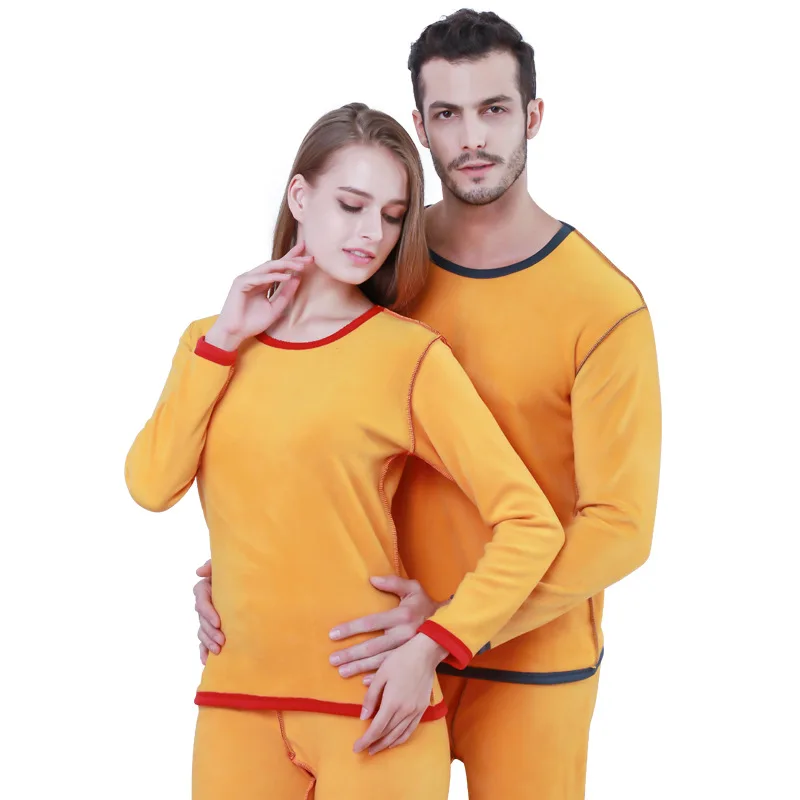 Men Women Thermal Undershirts Thickened with Velvet Warm Young Couple Long Johns Middle-aged and Elderly Underwear