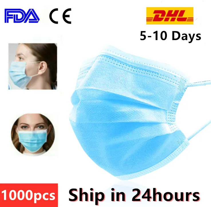

DHL 1000pcs Disposable Masks 3 Layer Non-woven Dust Mask Thickened