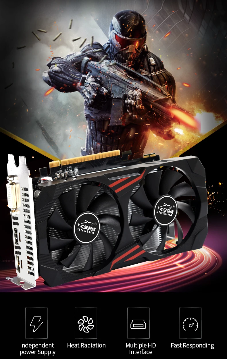 JINGSHA New Video Card Original NVIDIA Geforce GTX 960 1050 Ti 2GB 4GB GDDR5 128 bit Graphics Card GTX960 Gaming GPU non RX 580 video card for pc