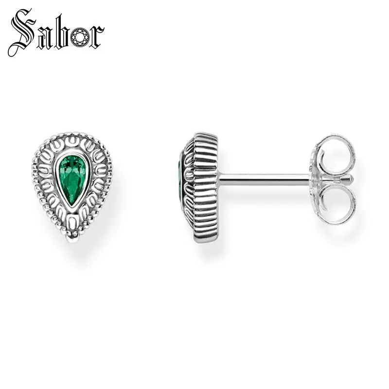 Серьги гвоздики с зелеными водными слезоточивыми ушами новинка 2020 модные