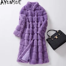 AYUNSUE натуральный мех кролика пальто Женская куртка зимняя куртка Для женщин из натурального меха куртки для женская одежда Chaqueta Mujer MY3855