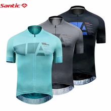 Santic Fietsen Jerseys Mannen Fietsen Kleding Bike Shirt Mtb T-shirts Mesh Half-Open Rits Comfortabel Ademend Aziatische Grootte