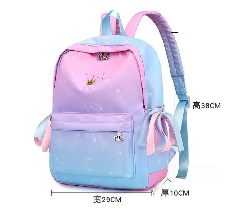 

New gold Korean Nylon Travel Bag with Gradual Crown Girl's Heart Backpack