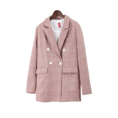 Mode vrouwen lente nieuwe lange paragraaf wilde losse dunne plaid kleine pak chic jasje vrouwelijke trend herfst elegante
