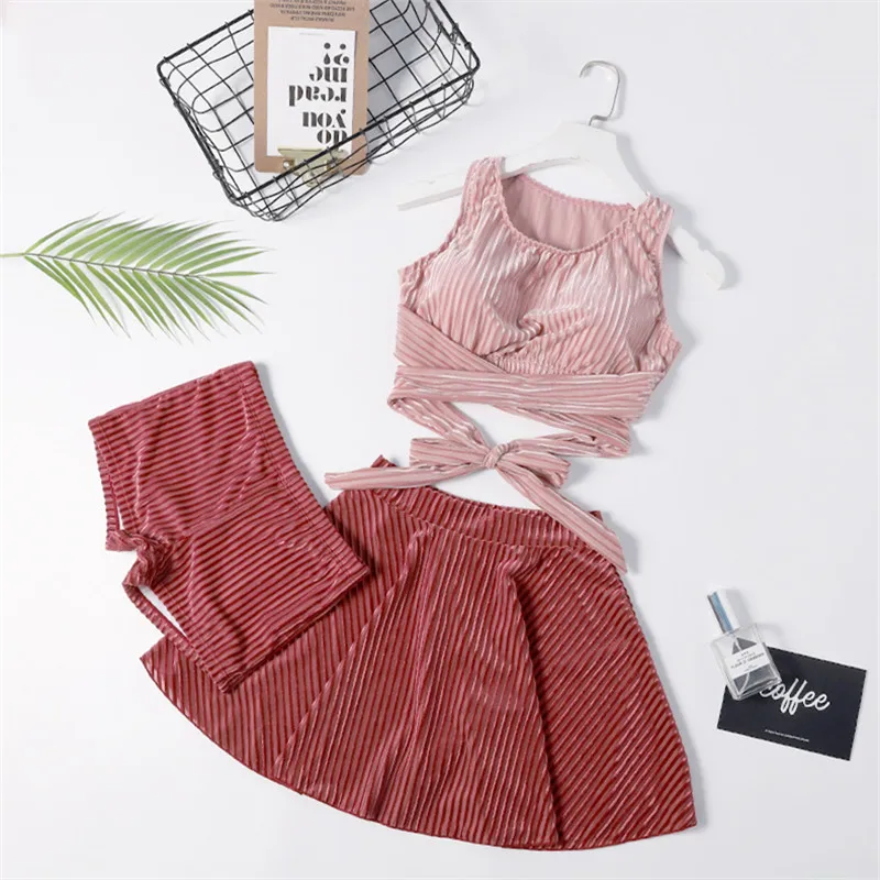 

Tankini Swimwear Women High Waist Swimsuit Sexy Halter Three-Piece Swimsuits Retro Solid Bathing Suit Bikini Swimwears Dress XL