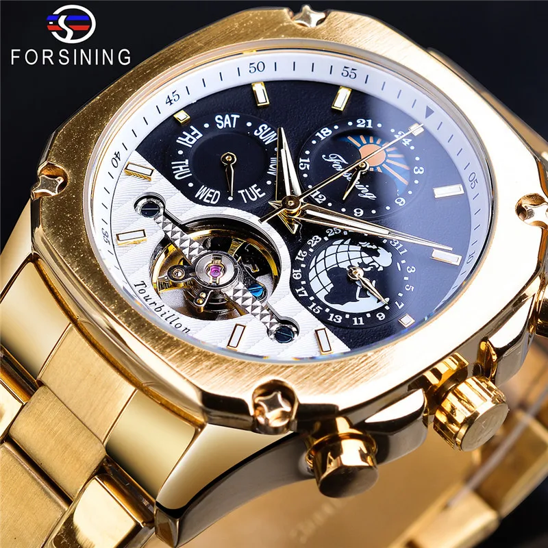 

New Style Forsining Europe And America Style Men Fashion Casual Hollow out Flywheel Waterproof Automatic Machine Watch