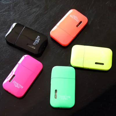 Fashion metal ultra-thin inflatable men's windproof lighter candy color small personality ladies lighter gift kitchen ignition