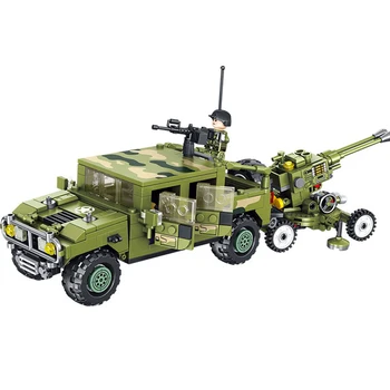 

PANLOS Off-Road Military Vehicle Building Blocks Swat Police Soldiers Action Figure Guns Weapon Model Set Enlightenment Toys