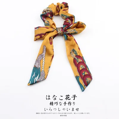 AOMU дизайн цветочный принт резинка для волос женский шифоновый шарф эластичная Бохо лента для волос, бабочка резинка для волос для девочек - Цвет: 25