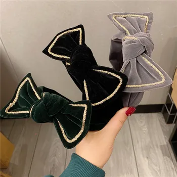 

Retro Gold Velvet Double Large Bows Hair Bands for Women Fashion Wide Headband Knot Hair Bows for Girls Hair Accessories Turban