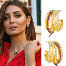 GODKI 18 мм модные роскошные штабелируемые серьги-гвоздики для женщин Свадебные с кубическим цирконом CZ Дубай Свадебные Серьги Богемия хит