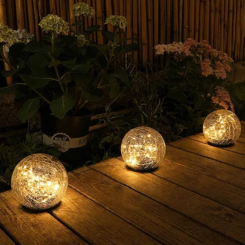 

Creative LED Solar Light Outdoor Lighting Solar Powered Waterproof Lawn Lamp Garden Decor Roadside Solar Glass Ball Crack Lamp